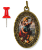  Saint Christopher Large Necklace/ Car Mirror Pendant - Bronze Finish 1 7/8" Color Medal with 22" Chain   (Minimum quantity purchase is 1)