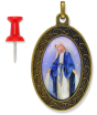  Our Lady of Grace Large Necklace/ Car Mirror Pendant - Bronze Finish 1 7/8" Color Medal with 22" Chain (Minimum quantity purchase is 1)