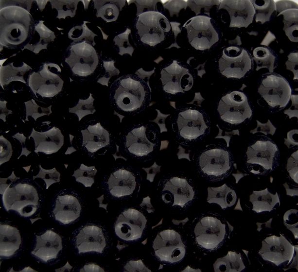  Black Glass Beads - 8mm - pkg 60     (Minimum quantity purchase is 1)