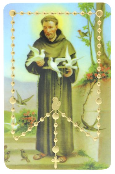  Pray the Rosary Card - PVC with raised beads - St Francis Rosary Holy Card    (Minimum quantity purchase is 1)