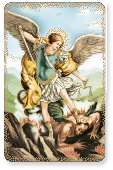 St Michael Rosary Mysteries Prayer Card - 3.38" x 2.13"  *   (Minimum quantity purchase is 2)