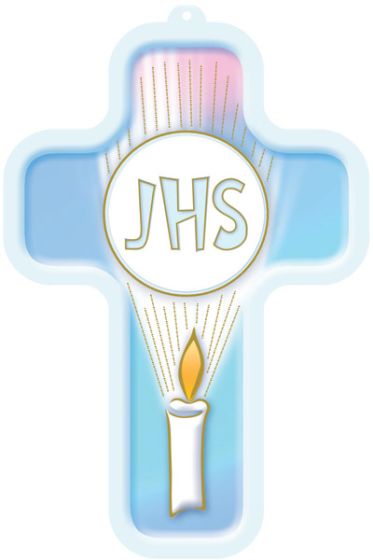 Picture Cross on Wood - First Communion JHS 5 inch  (Minimum quantity purchase is 1)