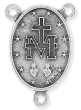 Blue Miraculous Medal Rosary Center (English) – 1" Oval Silver Oxidized, Made in Italy * (Minimum quantity purchase is 2)
