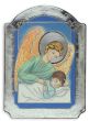Guardian Angel with Child Icon with Silver Foil on Wood - 5 1/2" (Minimum quantity of purchase is 1)   
