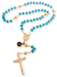 Aqua Blue Crystal 6x8mm Faceted Bead Rosary and Gold Plated Accent Beads- 18.5"   (Minimum quantity purchase 1)