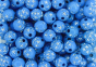 True Blue Star Spangled Plastic Beads, 8 mm round- 60 beads    (Minimum quantity purchase is 1)