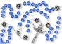 Our Lady of Fatima Rosary with 10 x 8mm Clear Blue Beads and Holy Trinity Crucifix - 21" *  (Minimum quantity purchase is 1)