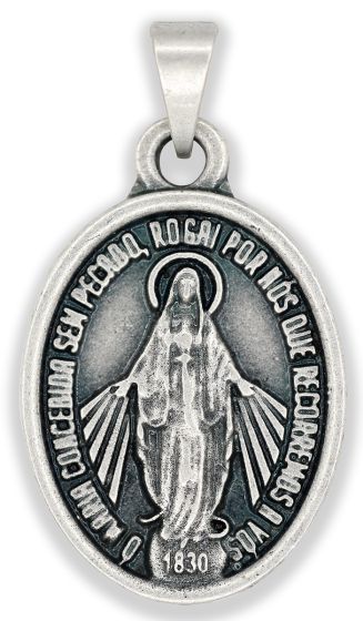 Our Lady of the Miraculous Medal, Antique Silver - 7/8"  (Minimum quantity purchase is 1)