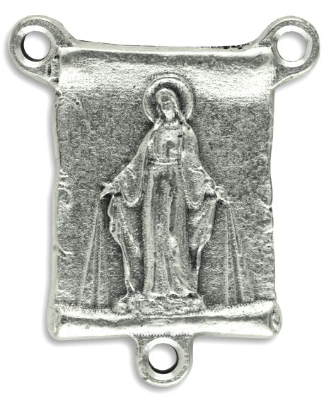 Our Lady of Grace Rectangular Scroll Centerpiece - Silver Ox, 1" *  (Minimum quantity purchase is 2)