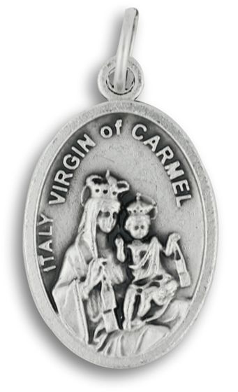  Virgin of Carmel / Pray for Us - Silver Oxidized Die Cast - 1" -  Made In Italy (Minimum quantity purchase is 3)