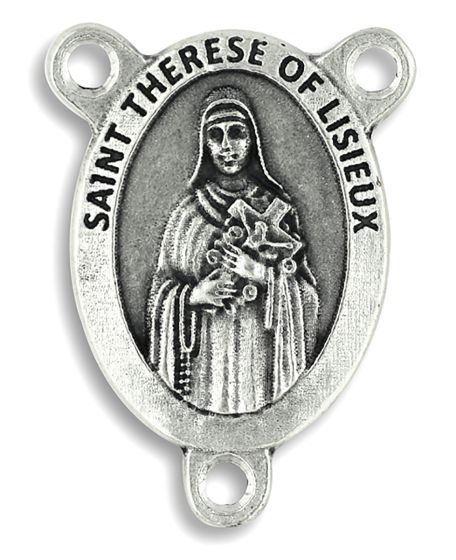 St Therese of Lisieux Oval Centerpiece - Silver Ox, 1-1/16"   (Minimum quantity purchase is 2)