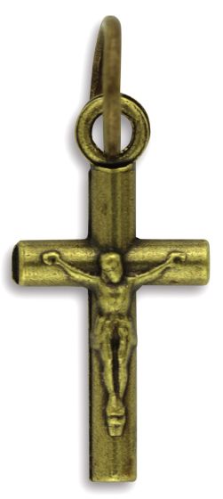 Small Round Bar Crucifix 11/16 inch - Bronze   (Minimum quantity purchase is 2)