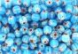 Murano Style Glass Beads - Turquoise Blue and Red - 8mm   (Minimum quantity purchase is 1)