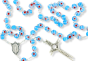Murano Glass 8 MM Bead Rosary with Miraculous Medal Center, Light Blue and Red - 21" * (Minimum qty. purchase of 1)