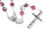  Pink and White 8mm Ceramic Bead Rosary with Our Lady of Fatima Center  - 20"   Minimum quantity purchase is 1)