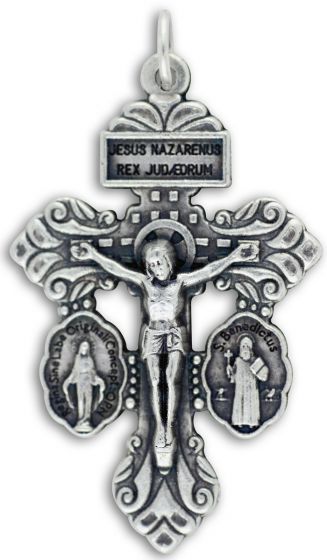   3-Way Pardon Indulgence Crucifix with St. Benedict and Miraculous Medals - 1 5/8"     (Minimum quantity purchase is 1)