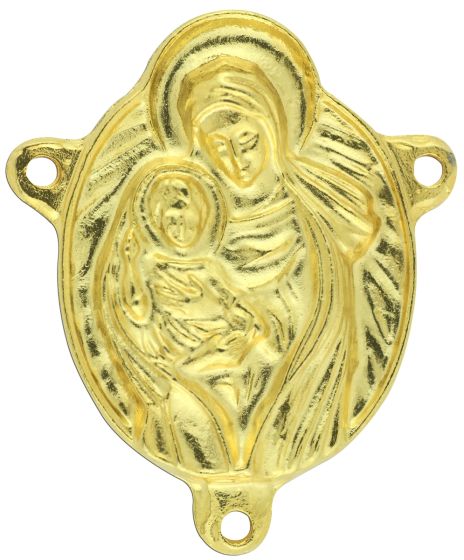 Our Lady of the Snows Rosary Center – 1" Gold Plated Oval Silhouette, Made in Italy   (Minimum quantity purchase is 2)