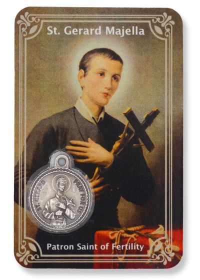 St Gerard Pregnancy Wallet Size Prayer Card with Medal - Patron Saint of Fertility  (Minimum quantity purchase is 3)