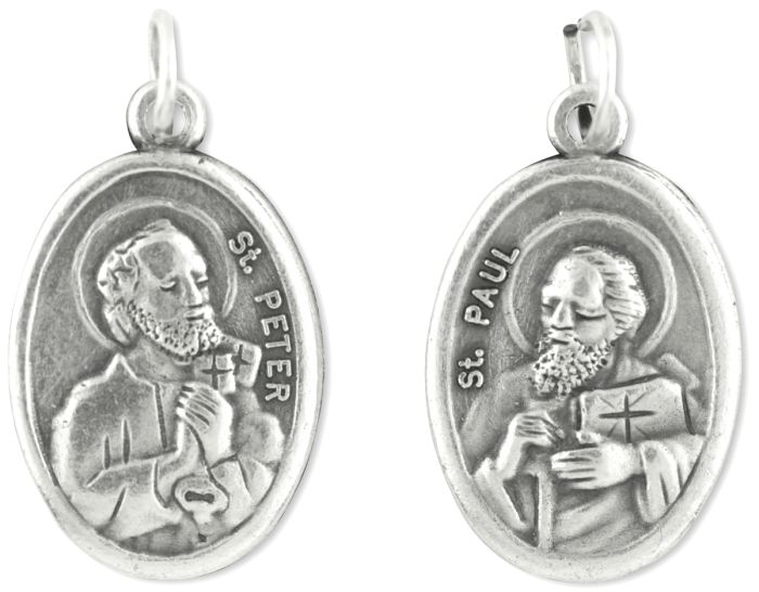  St. Peter / St. Paul Medal - Silver Oxidized Die Cast - 1" *  (Minimum quantity purchase is 2)