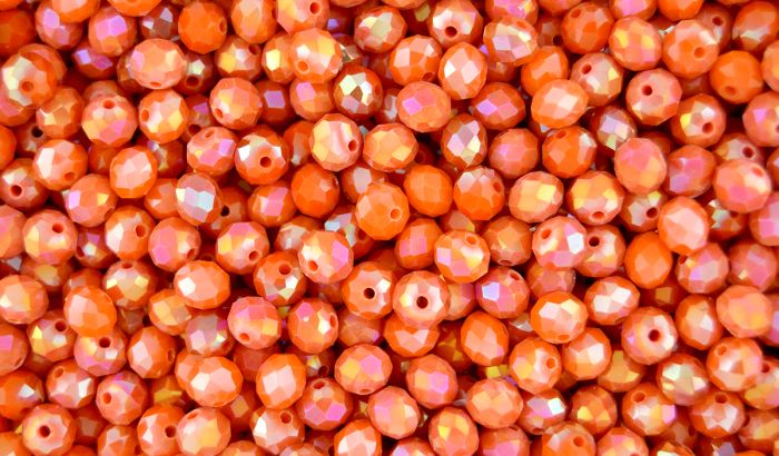  Glass Crystal Rondelle Beads 6 x 8 mm -Orange -Pkg 60