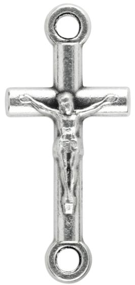 Simple Crucifix Our Father Bead - 1" Silver Oxidized, Made in Italy *  (Minimum quantity purchase is 6)