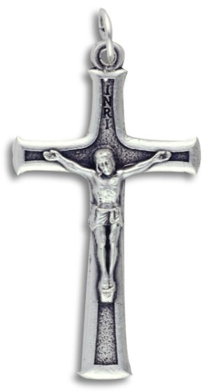 Tapered Textured Crucifix - 1 3/4" Silver Oxidized, Made in Italy * (Minimum quantity purchase is 2)