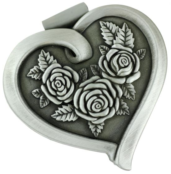  Heart Shaped Metal Rosary Box with Floral Relief  * (Minimum quantity purchase is 1)