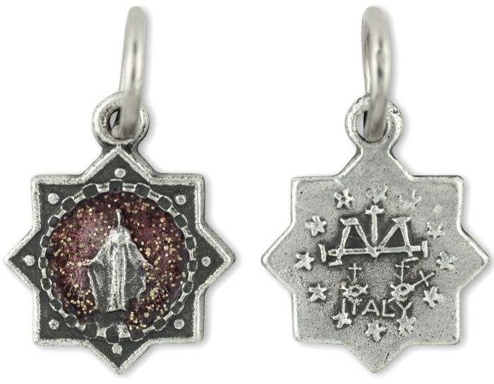   Miraculous Medal Star Design with Red Inlay - 9/16 inch (Minimum quantity purchase is 3)