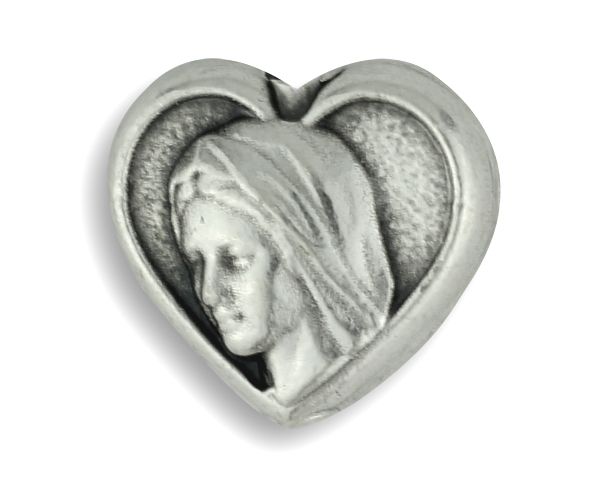 Heart Shaped Our Lady of Medjugorje Devotional Metal Rosary Beads   (12 pc.)  *   (Minimum quantity purchase is 2)