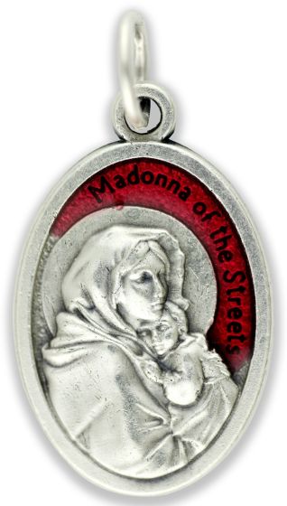 Madonna of the Streets Medal with Red Enamel - 1"     (Minimum quantity purchase is 2)