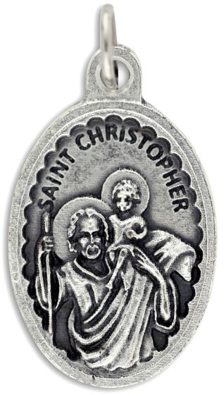   St Christopher / Pray for Us Medal - 1 1/8"   (Minimum quantity purchase is 2)