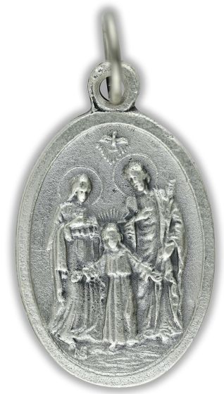 1" Spanish Holy Family Medal - Silver Ox, Oval - Closeout Sale * (Minimum quantity purchase is 3)