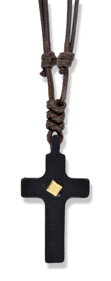 Necklace with Leather Cord and Black Cross, Adjustable    (Minimum quantity purchase is 1)
