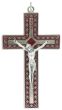   Filigree-Style Straight Bar Crucifix with Red Inlay - 5 inch    (Minimum quantity purchase is 1)