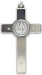 St. Benedict Straight Edge Black Border Crucifix - 3-1/8", Silver Ox  *  (Minimum quantity purchase is 1)