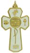  Large 5 Way JHS Communion Rosary Crucifix with White Enamel -1 7/8"   (Minimum quantity purchase is 1)