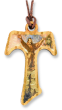 St Francis Tau Wood Crucifix Pendant with Brown Cord - 1.75" (Minimum quantity purchase is 3)