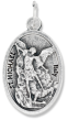   St Michael/ Guardian Angel 1" Oval Medal - Die-cast Italian Silver Oxidized    (Minimum quantity purchase is 3)