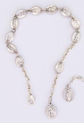  Guadalupe/Divine Mercy Metal Bead Rosary Bracelet  