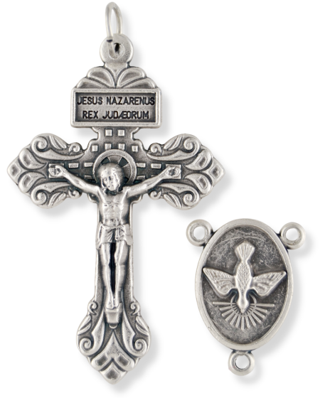 Pardon Crucifix and Holy Spirit / The Holy Family Centerpiece Set, Silver Ox Finish - 1-5/8"   (Minimum quantity purchase is 1)