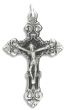 Fleur-de-Lis Crucifix – 1 5/8" Silver Oxidized Open Design, Made in Italy *  (Minimum quantity purchase is 2)