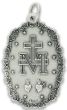 Miraculous Medal with Rose Border (Latin) - 1 3/4" Silver Oxidized, Made in Italy *  (Minimum quantity purchase is 1)