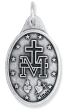 Miraculous Medal Blue Enamel (English) – 1" Oval Silver Oxidized, Made in Italy *  (Minimum quantity purchase is 5)
