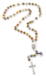 Rosary with 8mm Semi Precious Crazy Lace Agate Beads and Miraculous Medal Center - 20"  *   (Minimum quantity purchase is 1)