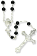   Black Wood 5mm Bead Rosary with Eucharist Center - 17"   (Minimum quantity purchase is 1)