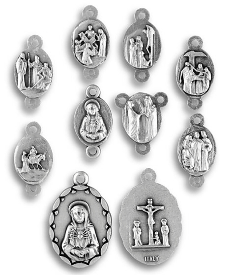 Seven Sorrows Medals Parts Set - 8 Piece Set, Silver Ox *  (Minimum quantity purchase is 1)