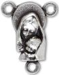 Madonna and Child Rosary Center – 5/8" Silhouette Silver Oxidized, Made in Italy  * (Minimum quantity purchase is 3)