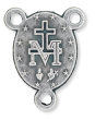  Small Miraculous Medal Rosary Center - 1/2" Oval Silver Oxidized, Made in Italy * (Minimum quantity purchase is 5)