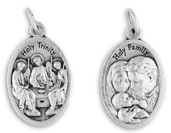  Holy Trinity / Holy Family Medal - Die-Cast Italian Silver Plated 1 inch (Minimum quantity purchase is 3)