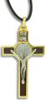  Benedict Crucifix Pendant with Brown Enamel Gold Accents - 2"  